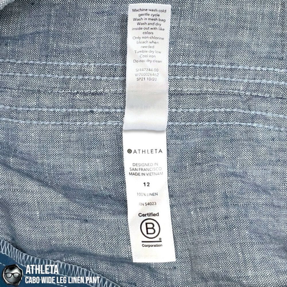 ATHLETA CABO LINEN WIDE LEG PANTS IN CHAMBRAY BLUE WOMEN 12/LARGE TRAVEL CASUAL - Picture 11 of 13